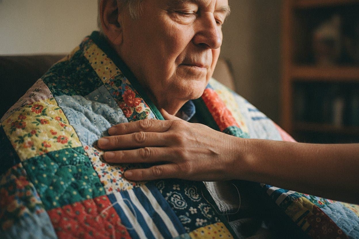 Soft quilt providing comfort at bedside